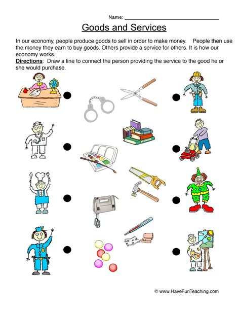 Goods And Services Worksheets For First Grade - Worksheets Master